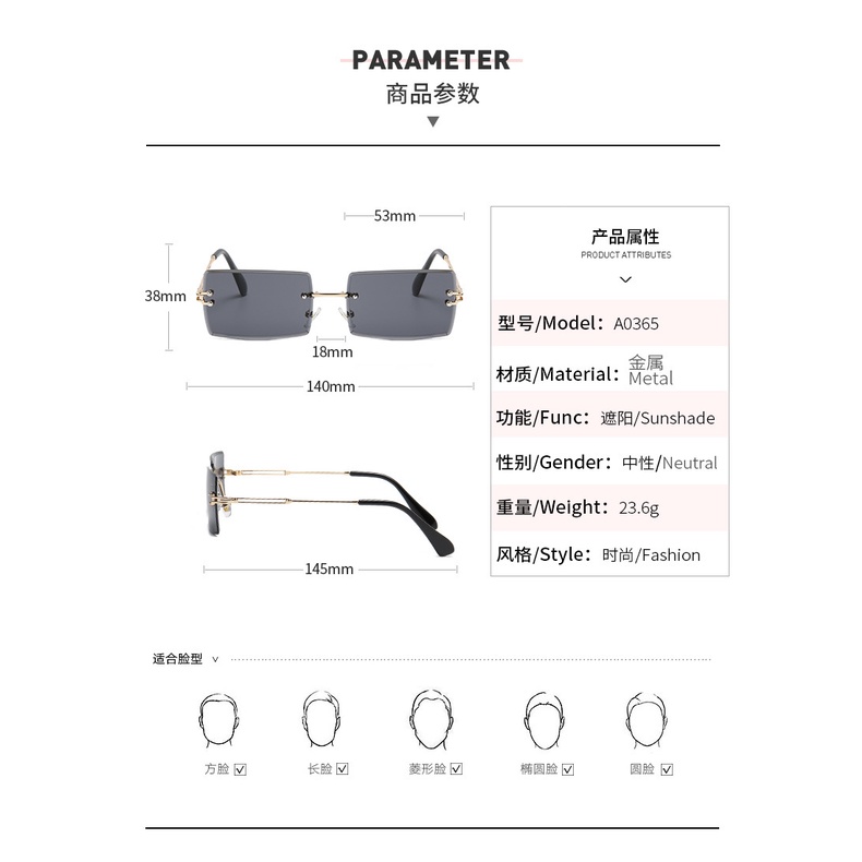 Kính Râm Cartier Cartier Hình Vuông Không Gọng Màu gradient Phong Cách Âu Mỹ Thời Trang Đường Phố Mới
