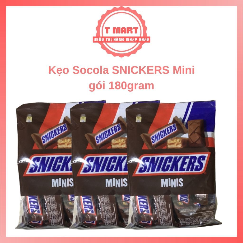 [SALE 60%] Kẹo socola bơ đậu phộng Snickers Minis Nga, socola nguyên chất bọc nougat bơ đậu phộng dai ngọt thơm nức 180g