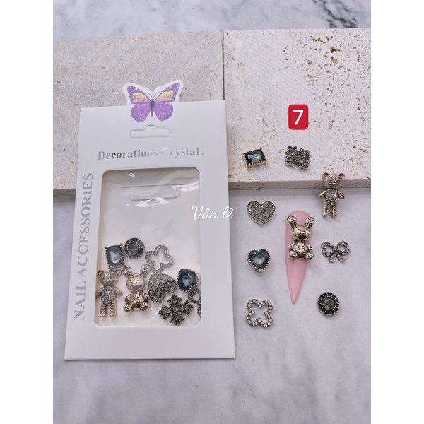 phụ kiện charm kim loại cao cấp trang trí nail