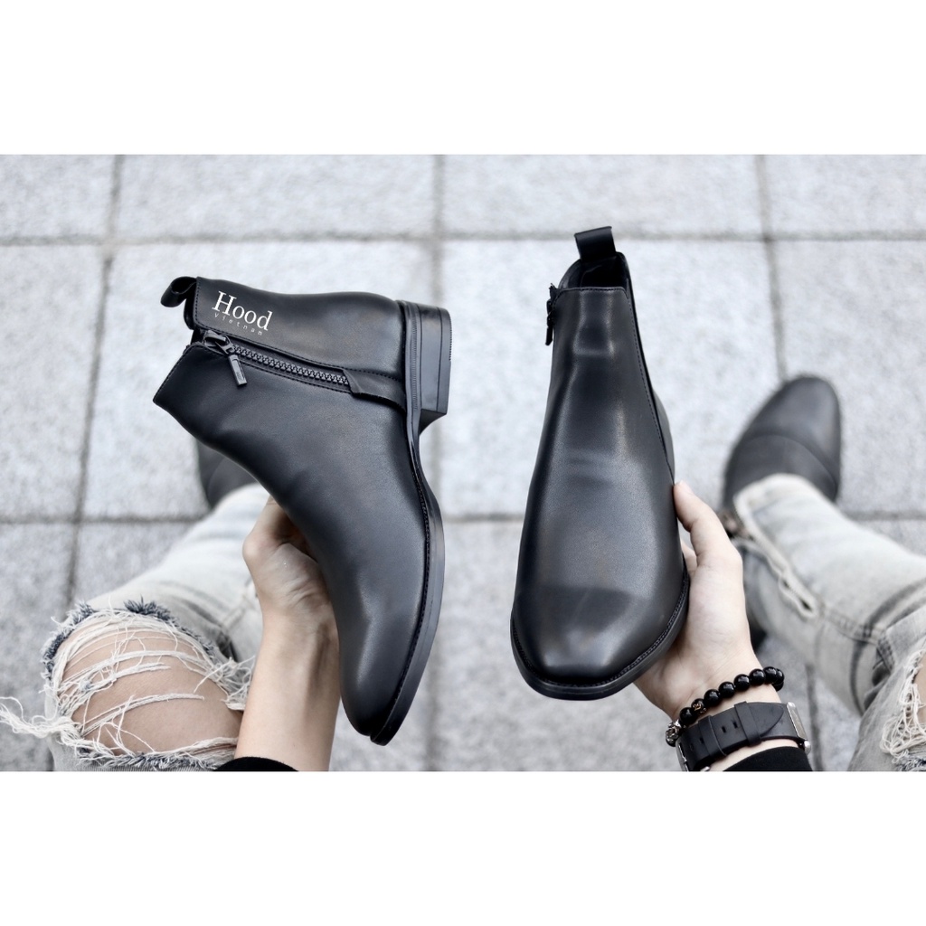 Giày Chelsea Boot Nam khóa chéo - Da bò cao cấp - Đế cao su đúc nguyên khối - Bảo hành 12 tháng #thehood