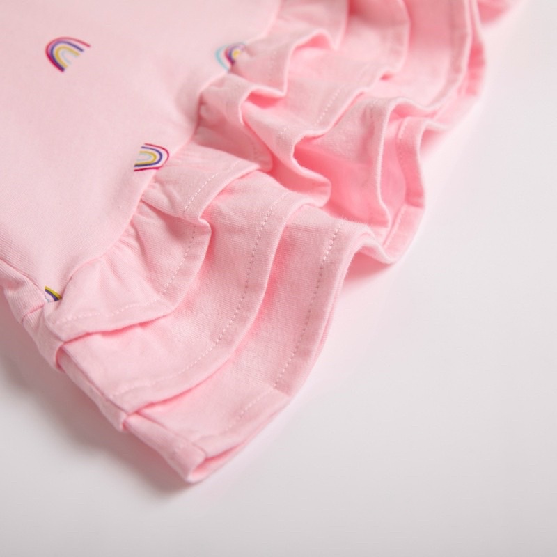 Váy cotton đuôi cá họa tiết cầu vồng cho bé gái, chất cotton po lô