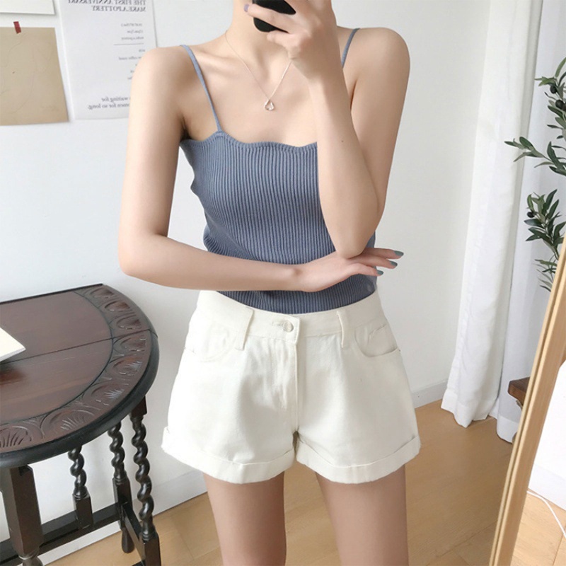 Brroa Áo Croptop Hai Dây Hở Lưng Xinh Xắn Cho Nữ