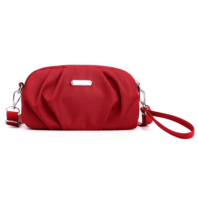 Túi đeo chéo IELGY dây kéo đôi nylon màu trơn phong cách Hàn