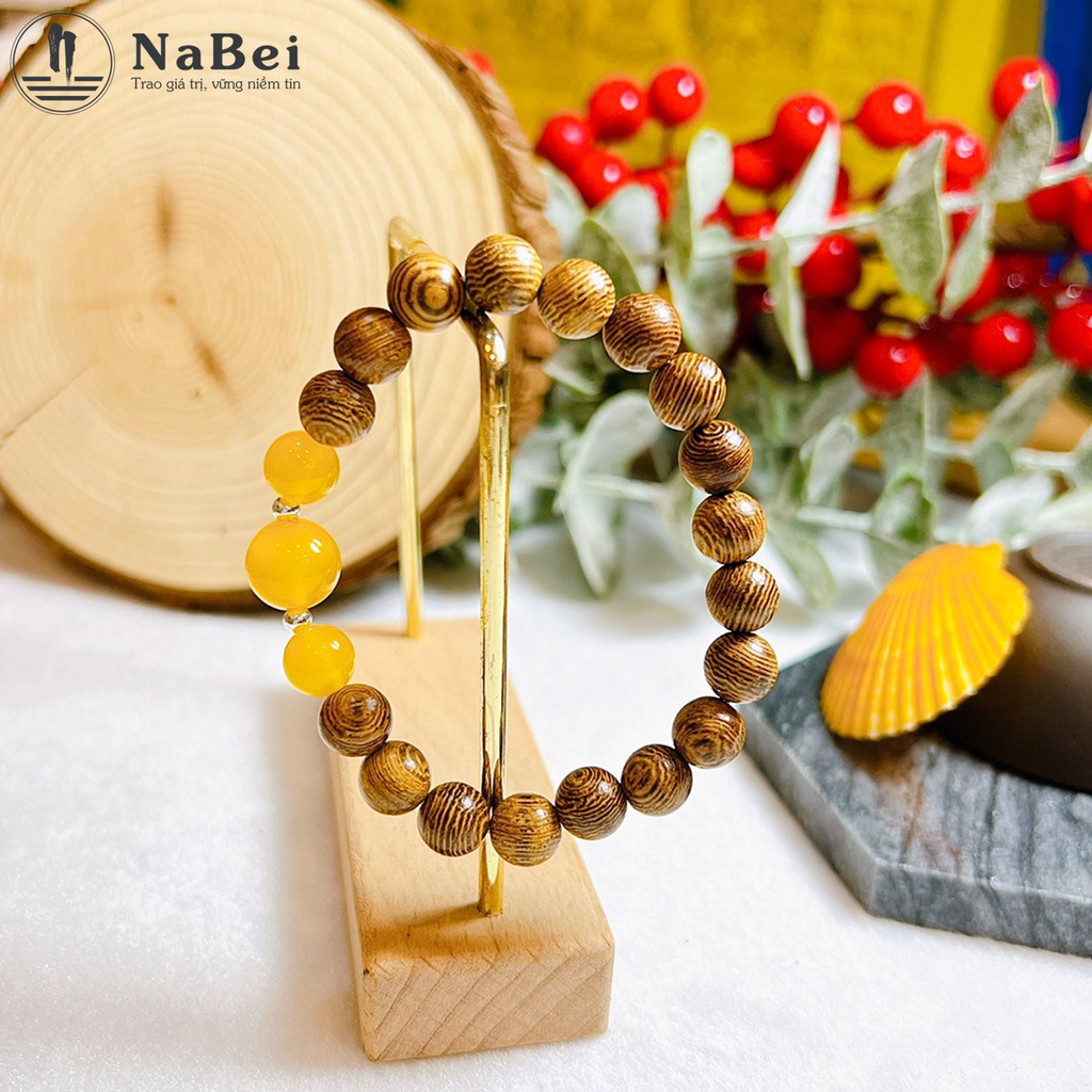 Vòng Tay Trầm Hương Mix Đá Mã Não Tự Nhiên Phù Hợp Cho Nữ Mệnh Kim, Thủy, Mộc, Hỏa, Thổ NB348 - Phong Thủy NaBei Store