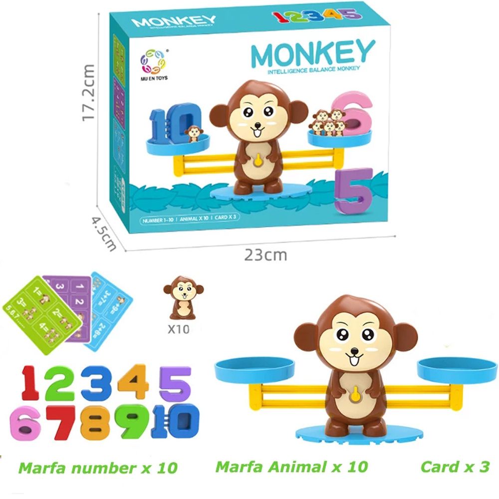 MIQUEL Kids Toy Educational Math Toy Teaching Material Number Board Game Smart Monkey Balance Scale Parent-child Game Digital Board Game Gift Learning Toys Educational Toy Cartoon Animals Math Toy