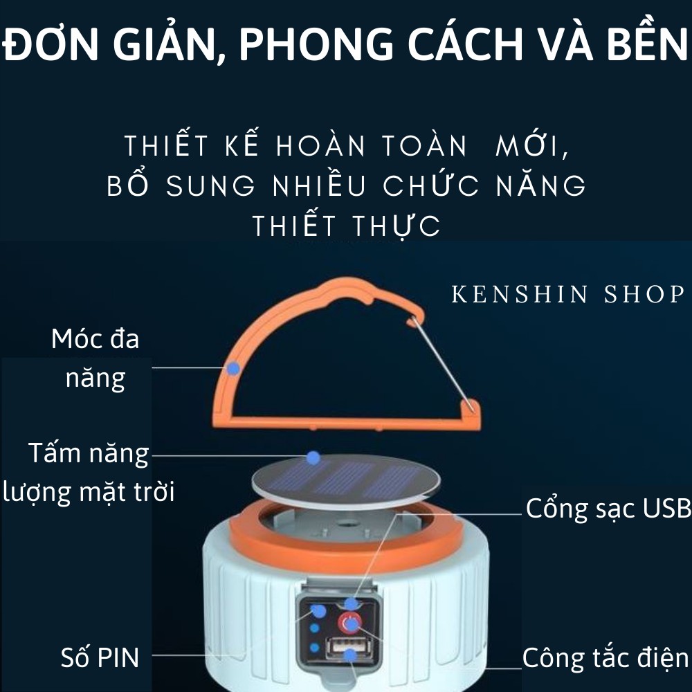 Đèn Năng Lượng Mặt Trời Siêu Sáng, Bóng Đèn Tích Điện Năng Lượng Mặt Trời KENSHIN SHOP