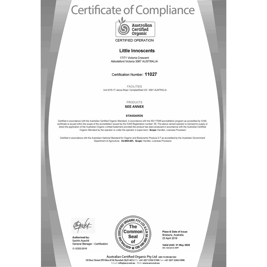 Dầu giữ ấm ngực Organic Little Innoscents Winter Blues Balm - Xuất xứ Úc