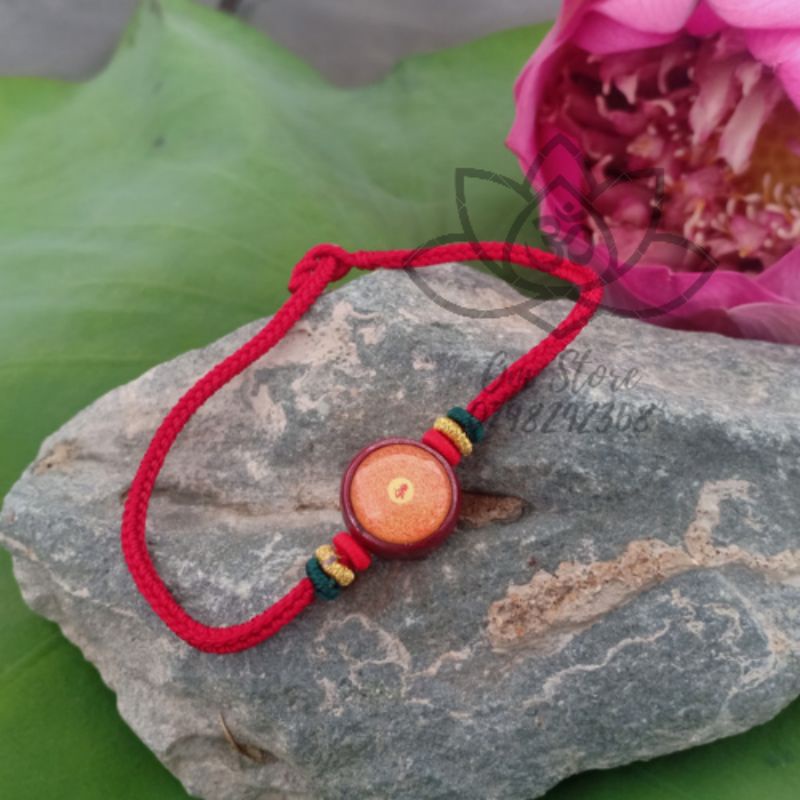 Vòng tay chú Lăng Nghiêm bện chỉ đỏ và đá chu sa