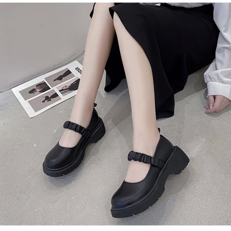 Giày búp bê lolita quai nhún bèo Luhana thời trang sẵn hàng.Ms: LOLITA QUAI NHÚN