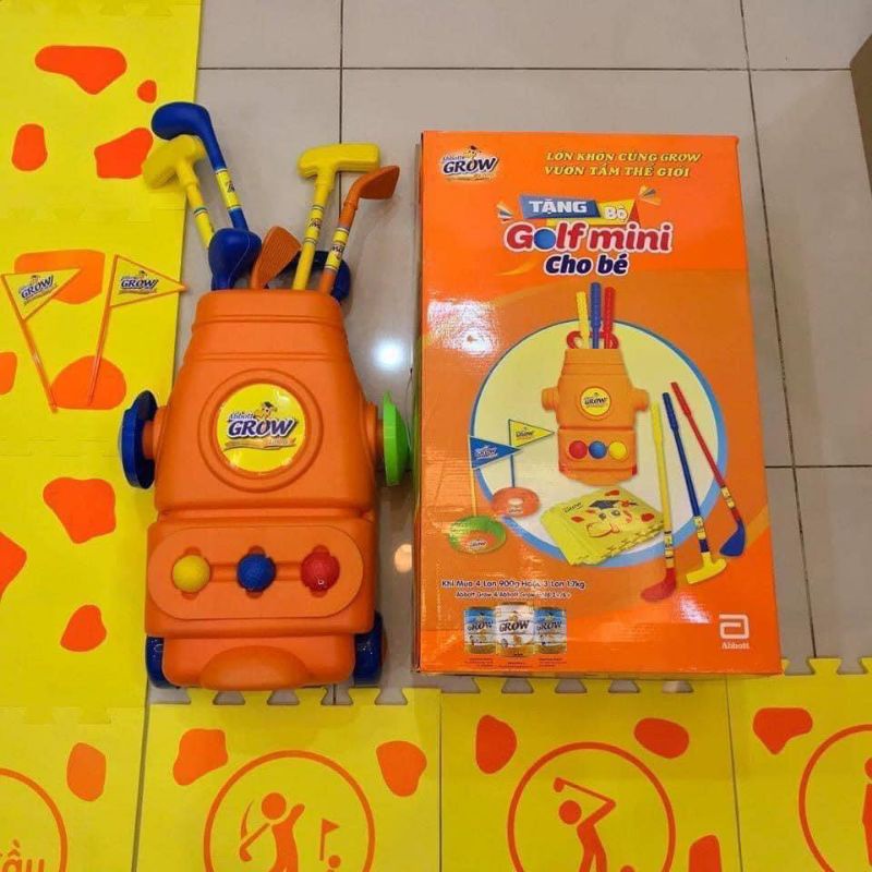 Bộ Đồ Chơi Đánh Golf Grow MÀU CAM Có Thảm Chuyên Nghiệp Dành Cho Bé