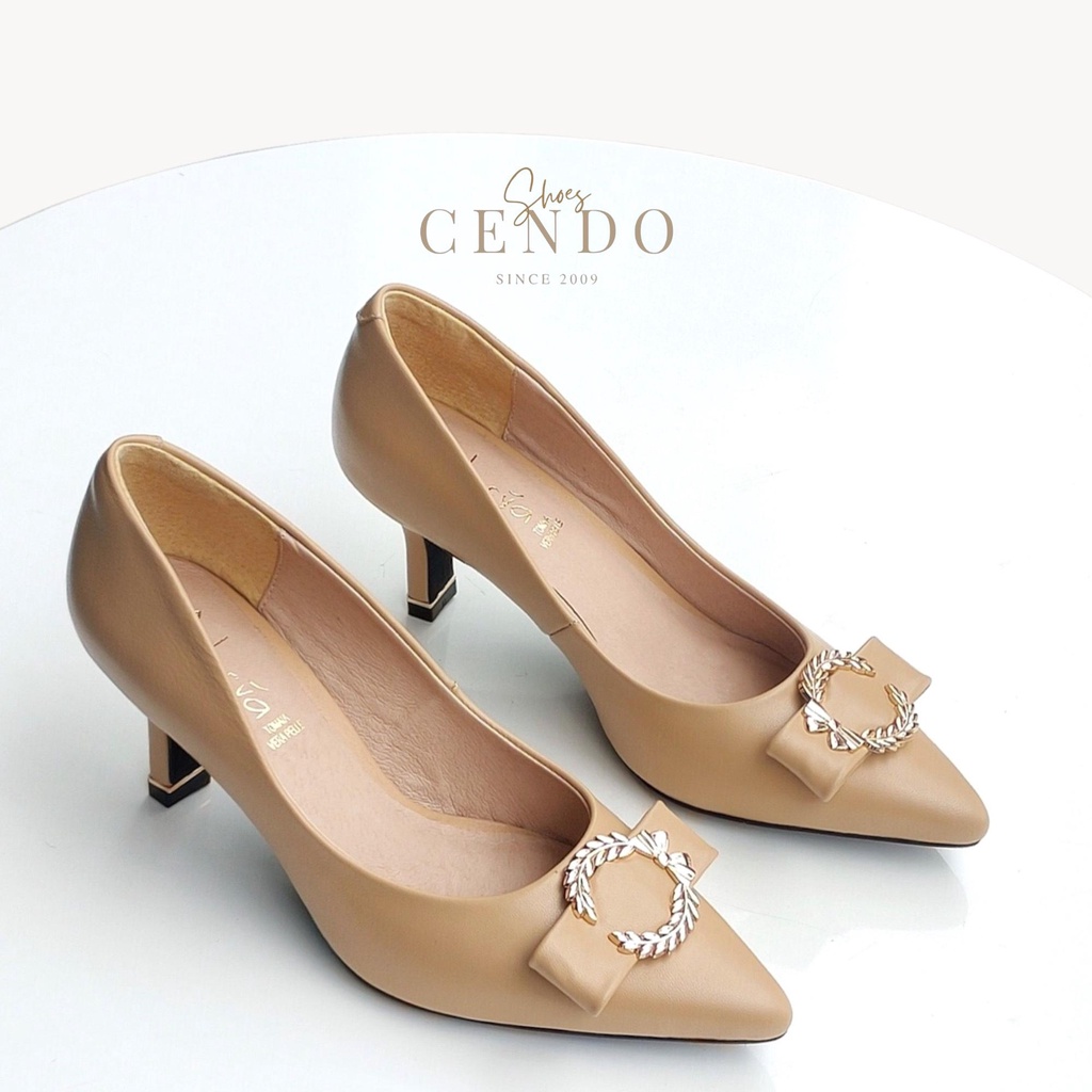Giày ALESYA mũi nhọn, hoạ tiết C 5cm