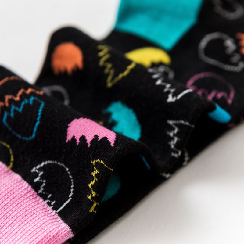 Xiangbao Vớ Thuyền Cotton Unisex Họa Tiết Hoạt Hình Vui Nhộn Nhiều Màu Sắc Hình Thỏ Lá Cây Cừu Harajuku Sto