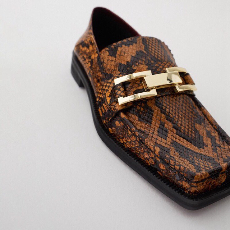 Giày Loafer Zara hoạ tiết vân rắn | BigBuy360 - bigbuy360.vn