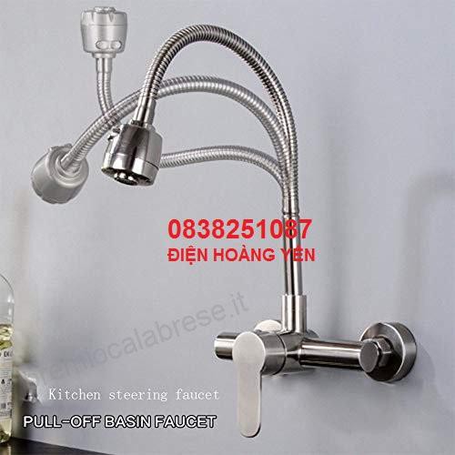 Vòi rửa chén bát nóng lạnh gắn tường cần mềm Inox 304 2 chế độ phun tiết kiệm nước- Bảo hành 3 năm toàn quốc