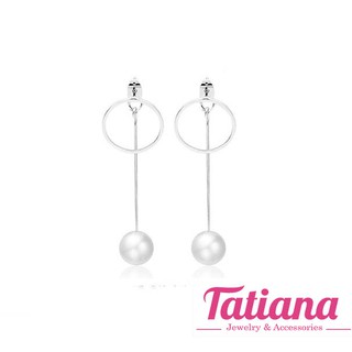 Bông tai tròn đính thanh tròn - Tatiana - b2834 (bạc)