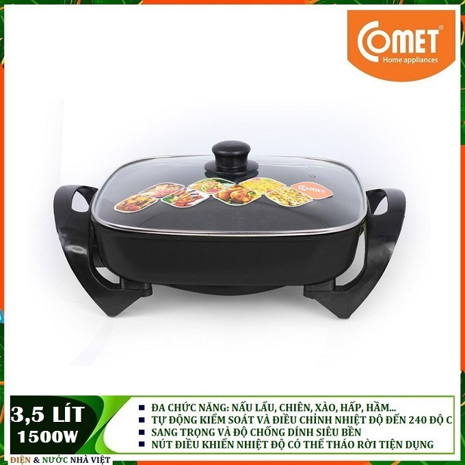 NỒI LẨU ĐIỆN ĐA CHỨC NĂNG COMET CM7736 ( TIỆN DỤNG NẤU LẨU, SÚP, CHIÊN, XÀO, NƯỚNG, HẤP ... )