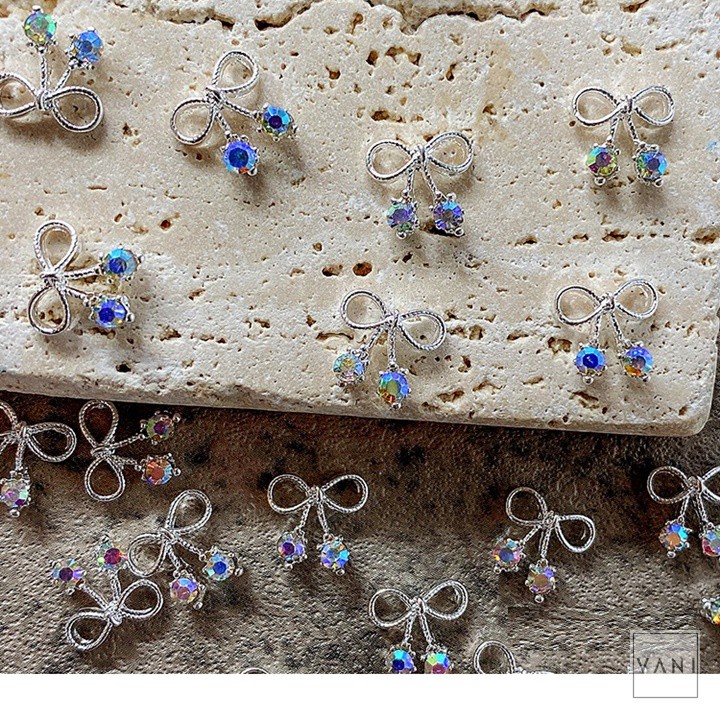 Set 5 Charm Nail Hình Nơ Nhiễn, Đính Đá Tiểu Thư, Phụ Kiện Nail - Vani Store [KIRA0075]