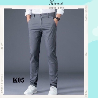 Quần kaki nam basic trơn  chất kaki dày dặn, Co Giãn