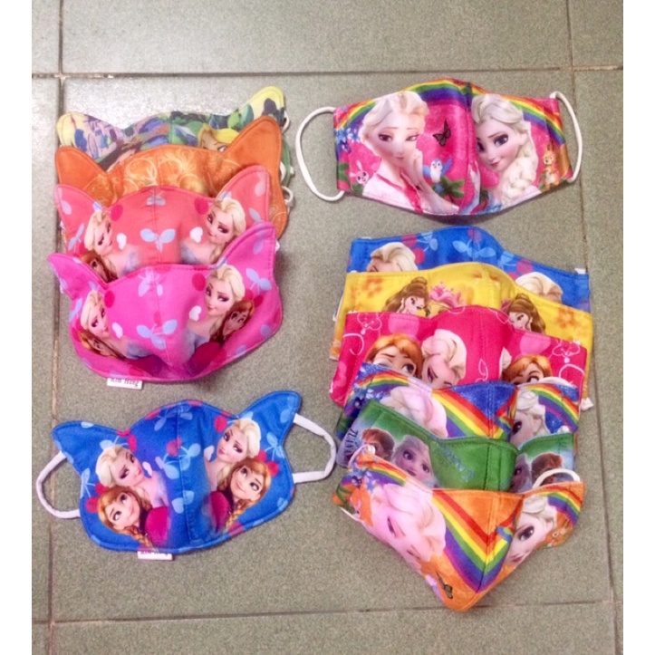 Combo 4 khẩu trang có tai/ko tai mèo cho bé 4-6 tuổi