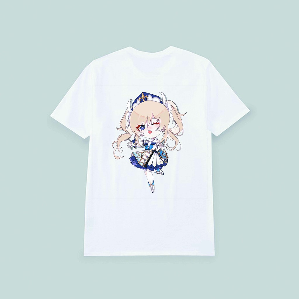 Áo thun phông trắng in hình Genshin Impact game chibi thời trang m02
