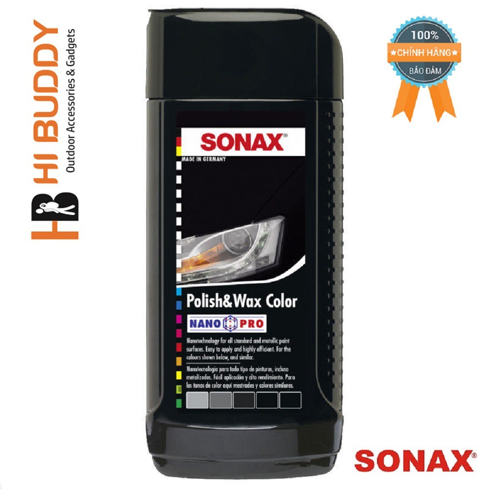 Kem đánh bóng và bảo vệ sơn xe đen Sonax polish & wax color black 250ml 296141