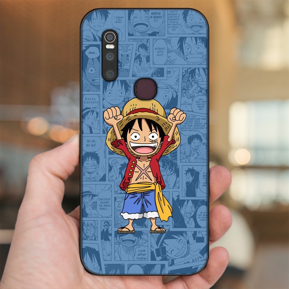 Ốp lưng Vivo V15 viền đen in hình Luffy One Piece