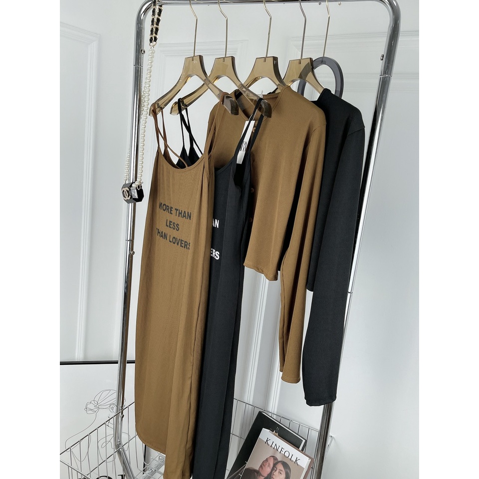 Set len mongtoghi 2 món áo khoác ngoài phối váy body dáng dài TH266