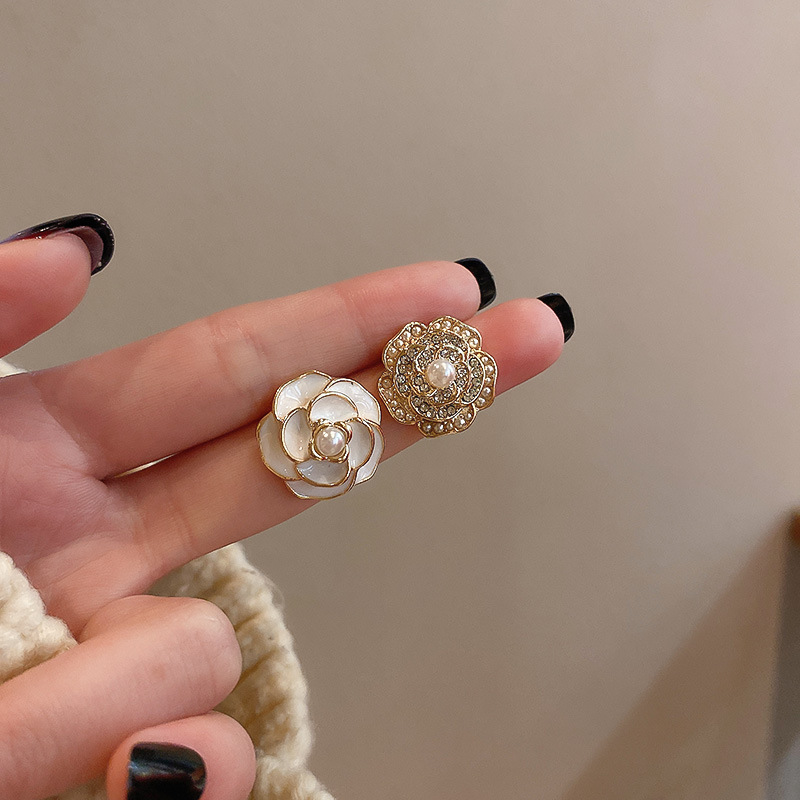 Ahellogirl Khuyên tai mạ bạc 925 hình bông hoa đính đá thanh lịch sang trọng