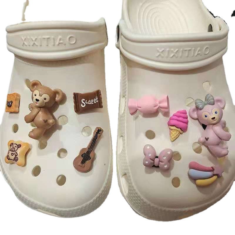 Stellalou Duffy Bear Accessorise Giày Hoạt Hình Dễ Thương Cho Croc Jibbits Bong Bóng Cún Hoa Hướng Dương Jibitz Phù Hợp Với Phụ Nữ
