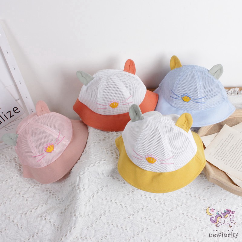 Mũ tai bèo chống nắng phối lưới xinh xắn dành cho trẻ em
