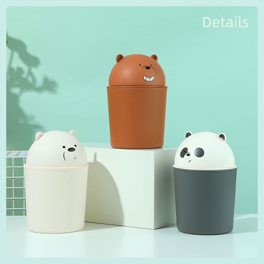 Thùng rác để bàn nhỏ gọn tiện lợi nhiều mẫu We bare bears Miniso (giao ngẫu nhiên)20cm*13cm*13cm