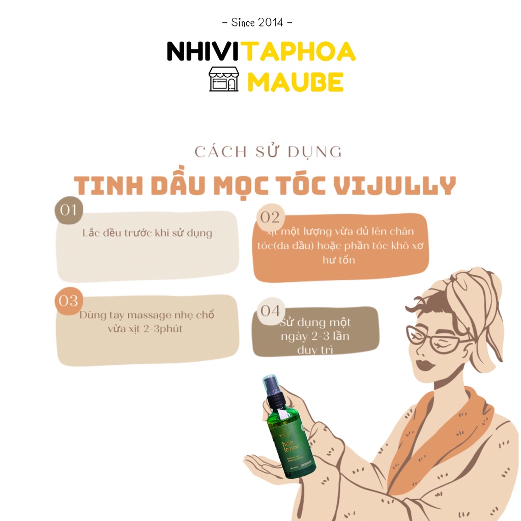 Tinh dầu bưởi Vijully giúp mọc tóc nhanh, dùng được cho nam và nữ sản phẩm thiên nhiên 100% Vi Jully chính hãng