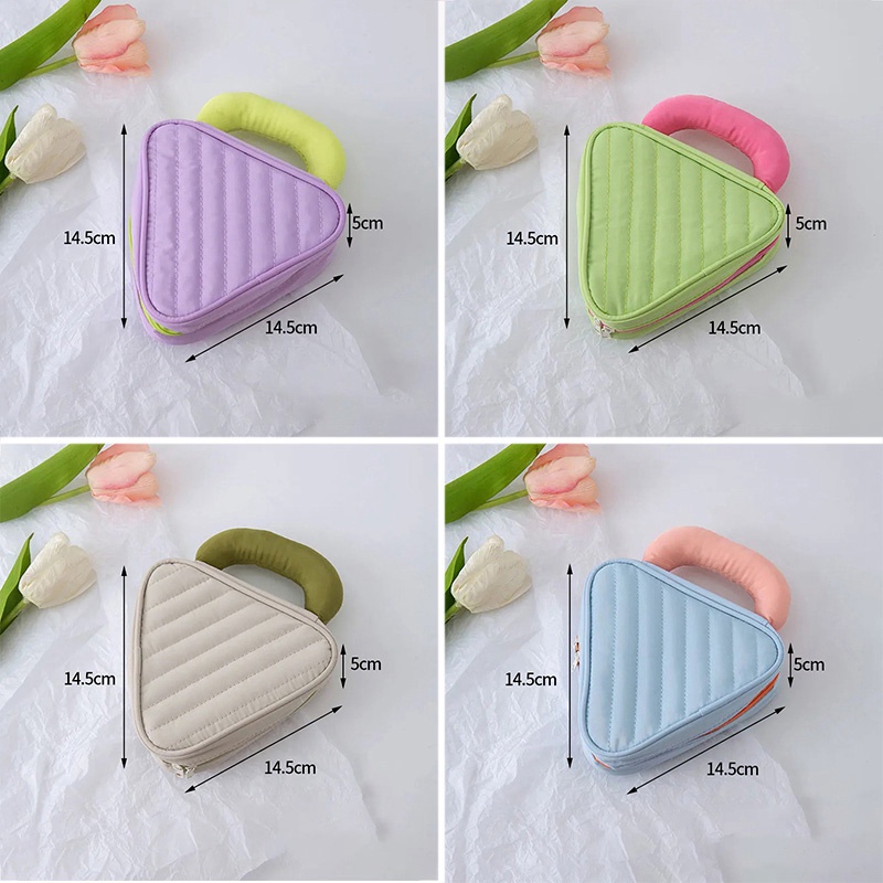 Túi Đựng Mỹ Phẩm Hình Tam Giác Màu Sắc Tương Phản Sức Chứa Lớn Tiện Dụng Cho Nữ