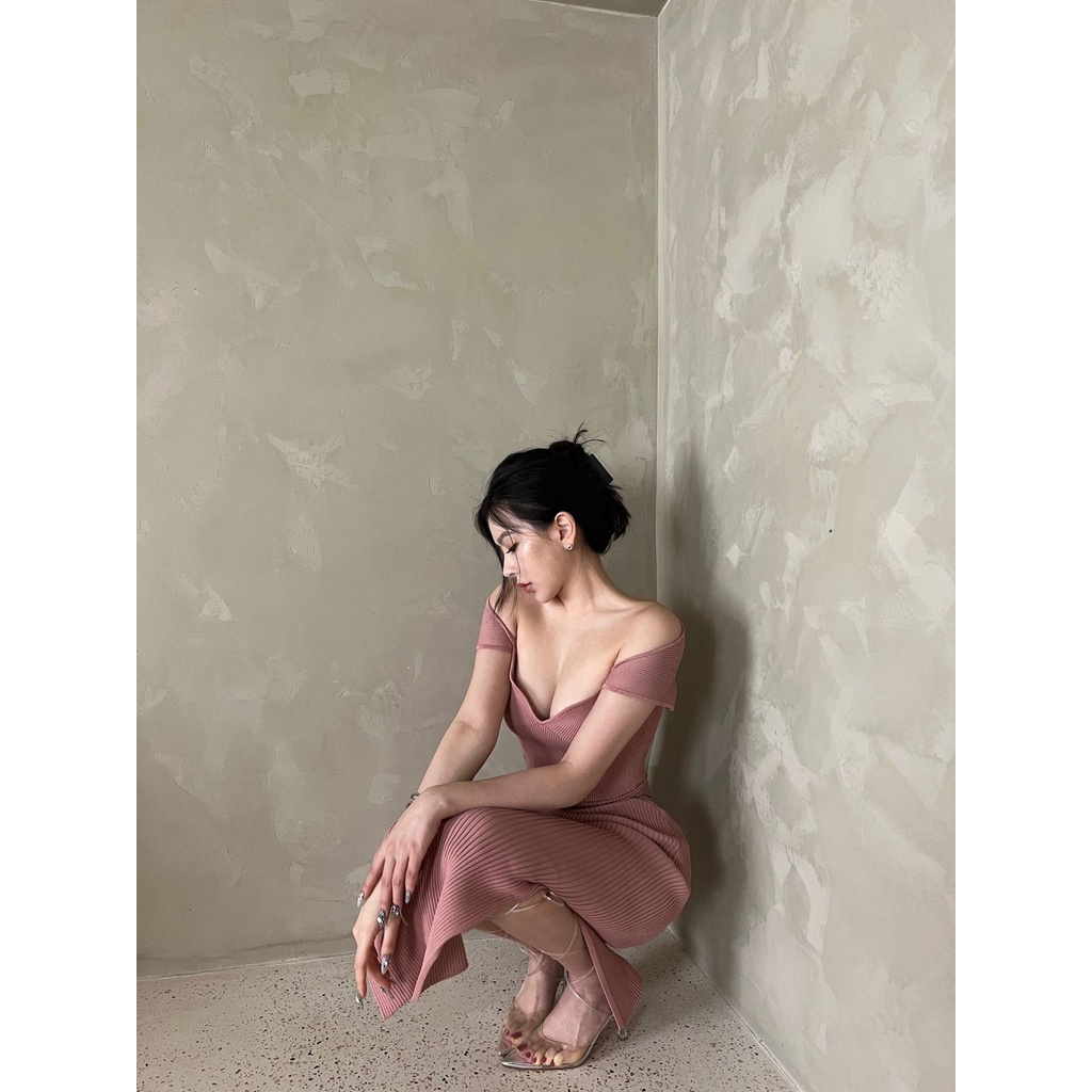 Bộ Áo Dệt Kim Cao Cấp Ôm Eo + Chân Váy Ngắn Màu Hồng Thuần Khiết Thời Trang Mùa Hè Cao Cấp Dành Cho Bạn Nữ