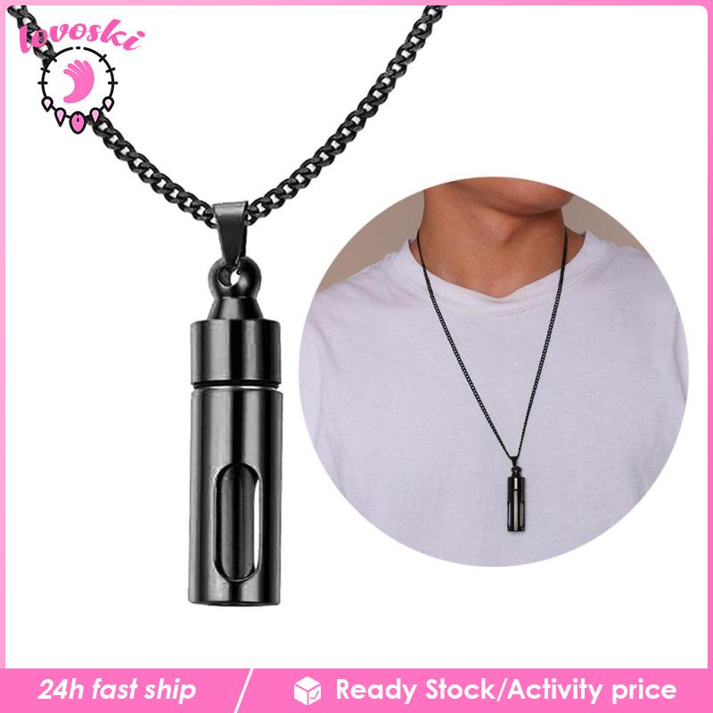 [Lovoski] Vòng cổ Ống Đựng Bằng Thép Không Gỉ Có Thể Mở Ra