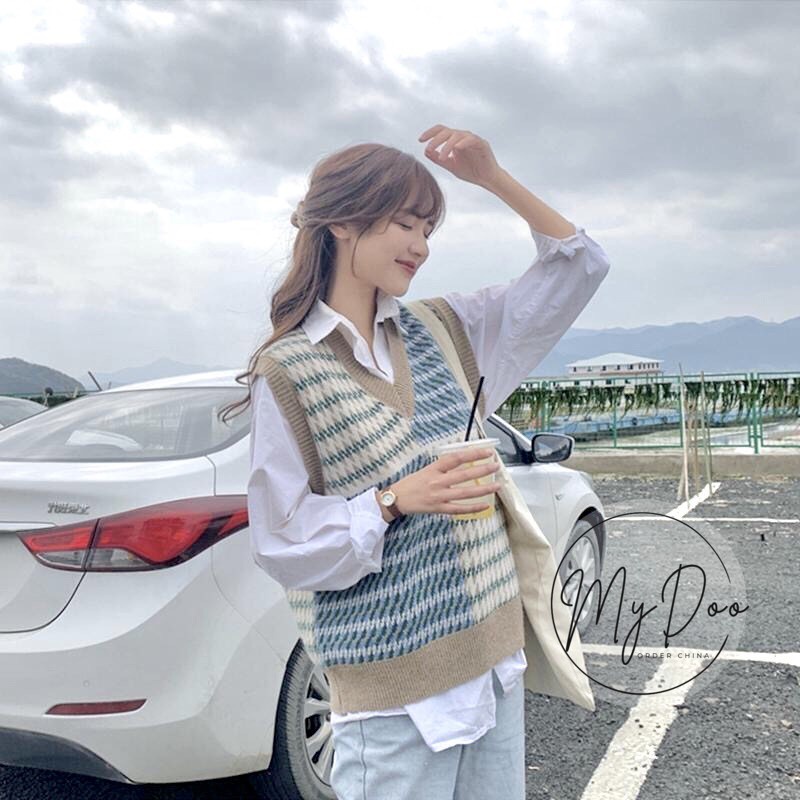 Áo Gile Len Cổ V Chất Dày Dặn Nhiều Màu Vintage Phong Cách Hàn Quốc - GL02 | BigBuy360 - bigbuy360.vn