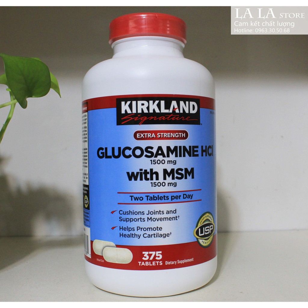 [ Date 10/2023 ] Viên uống Glucosamin HCL 1500mg With MSM 1500mg glucosamine Kirkland 375 Viên