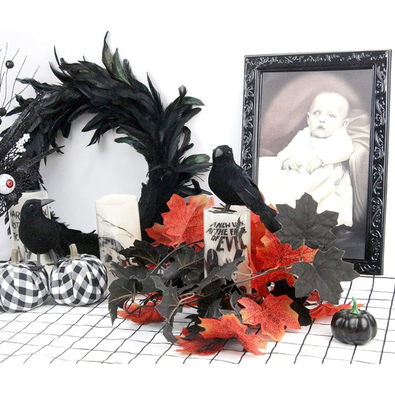 Vòng Lá Phong Màu Đen Trang Trí Sân Vườn Ngoài Trời Ngày Halloween