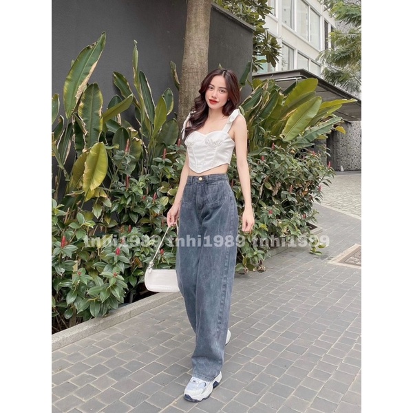 Quần jean nữ suông ống rộng M123