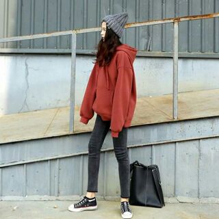 Áo hoodie nỉ bông cam đất
