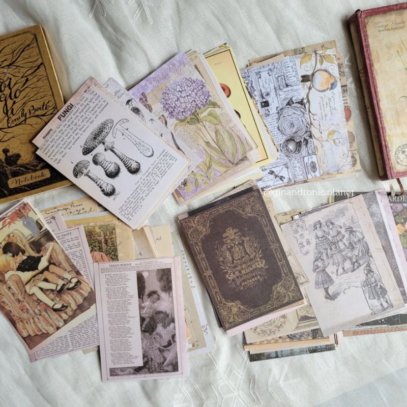 Giấy nền trang trí retro nhiều chủ đề dùng decor vintage journal và junk journal - ginandtonic