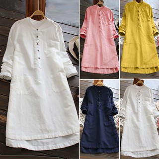Phụ nữ Retro dài tay giản dị lỏng nút áo blazer áo sơ mi nhỏ
