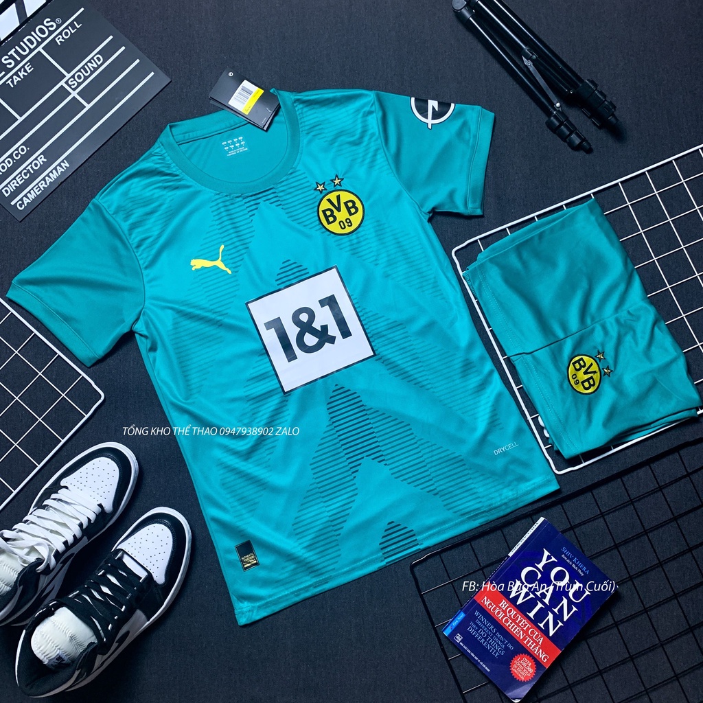 Quần áo bóng đá, đồ đá banh CLB Dotmund 2023 màu Xanh Sân Khách - Vải thun lạnh cao cấp