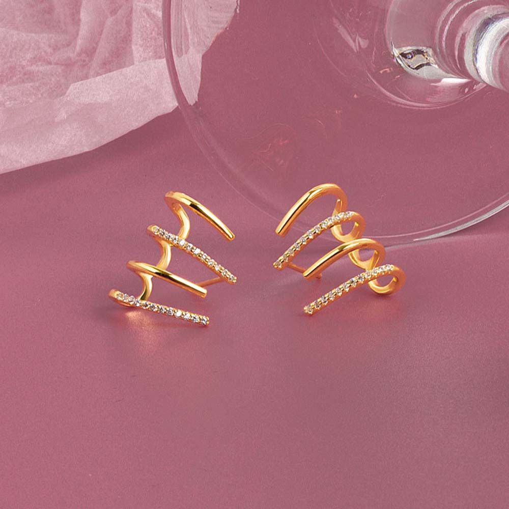 Bông tai hình chữ C nhiều lớp phong cách Hàn Quốc đơn giản thời trang cho nữ