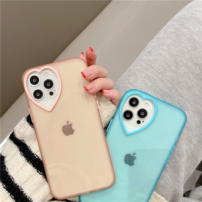 iPhone 7/8/X/XS/XR/11/12/Mini/Plus/Pro/Max Pure Color Transparent Love Phone Case