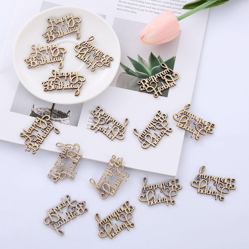 Bộ 15 Miếng Gỗ Khắc Chữ Thủ Công Màu Sắc Tự Nhiên Treo Trang Trí