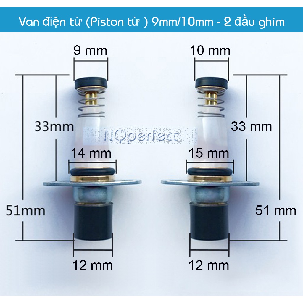 Van điện từ (Piston từ) cảm ứng nhiệt bếp gas - đóng mở van ngắt gas tự động an toàn loại 9mm/10mm 2 đầu ghim giắc