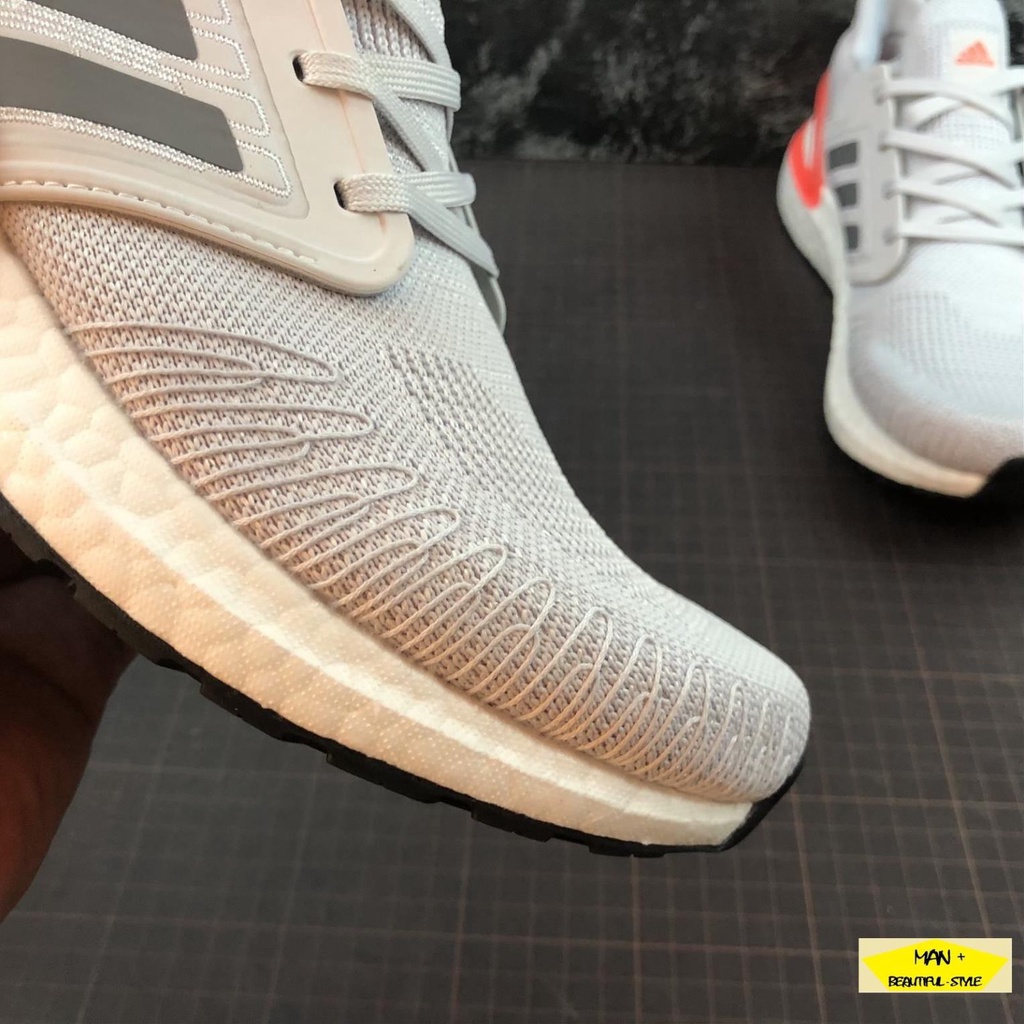 Giày thể thao nam nữ Ultra Boost 6.0 xám gót vạch cam bản 2020 siêu đẹp, phong cách, hiện đại