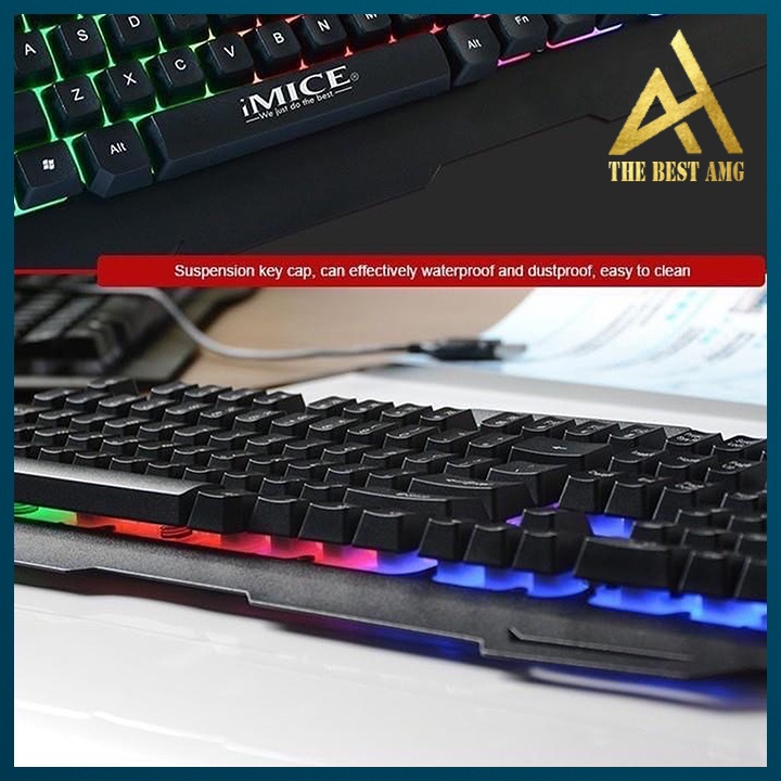 Bàn Phím Máy Tính Gaming Keycap Xuyên Led IMICE AK400 Bàn Phím Giả Cơ Laptop Có Dây Keyboard Chơi Game