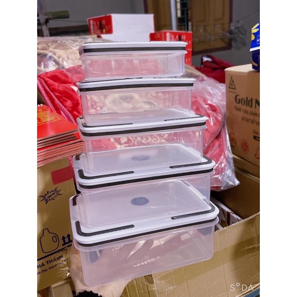 Combo 5 hộp nhựa chữ nhật đựng thực phẩm